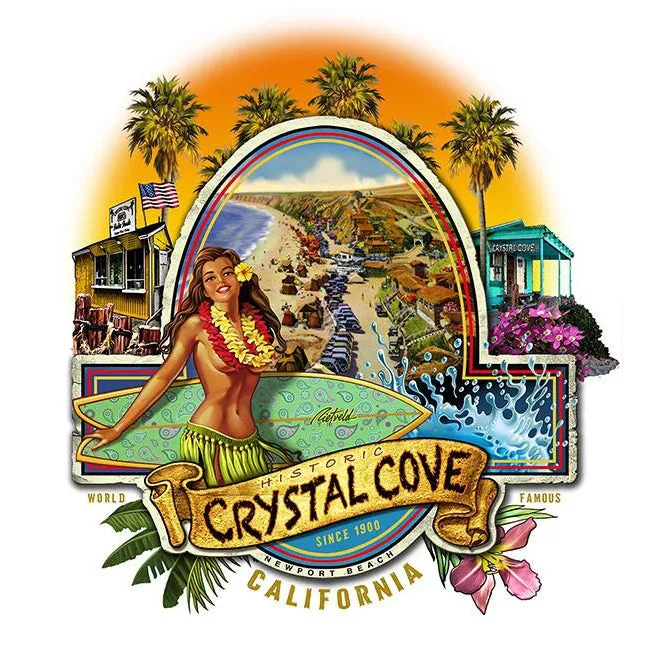 -NPB Tee -   Crystal Cove - Long Sleeve Newport Beach T Shirt/White, by Rick Rietveld