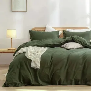 100% Cotton Duvet Cover Set - Moss Green