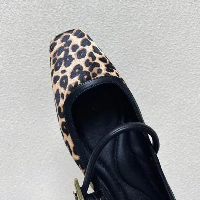 2024 Women's Flat Shoes Round Toe Leopard Print Casual Shoes Woman Breathable Slip-on Outdoor Soft Mary Jane Shoes 2024 New