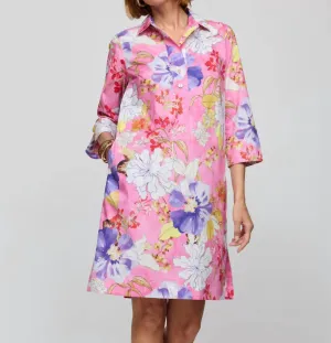 3/4 Sleeve Charlotte Dress In Pink Combo