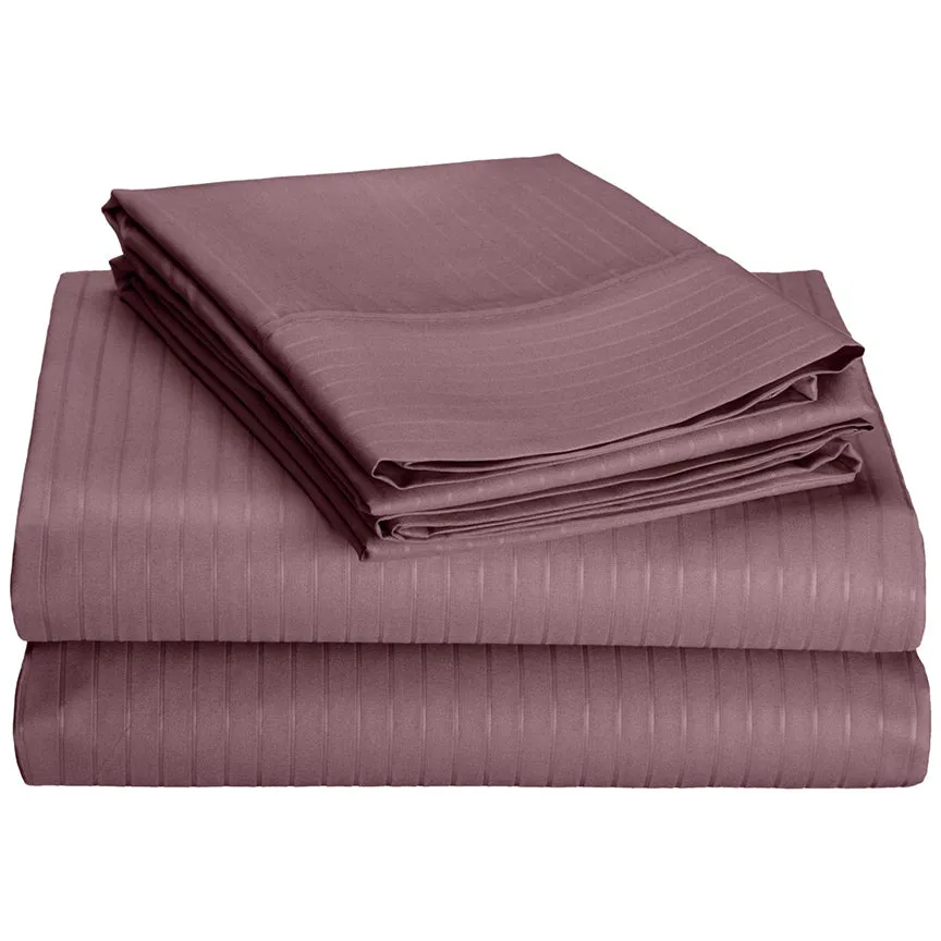 4-Piece Set : Super-Soft 1600 Series Pinstripe Embossed Bed Sheet