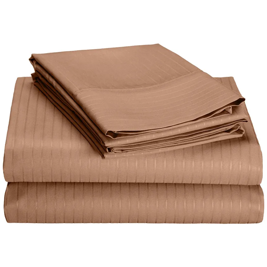 4-Piece Set : Super-Soft 1600 Series Pinstripe Embossed Bed Sheet