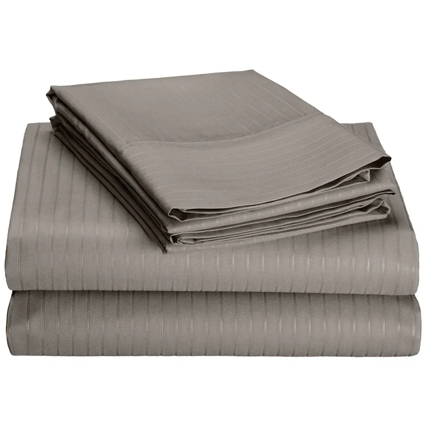 4-Piece Set : Super-Soft 1600 Series Pinstripe Embossed Bed Sheet