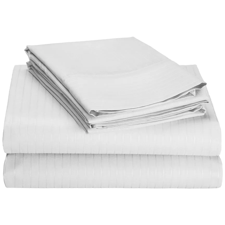 4-Piece Set : Super-Soft 1600 Series Pinstripe Embossed Bed Sheet