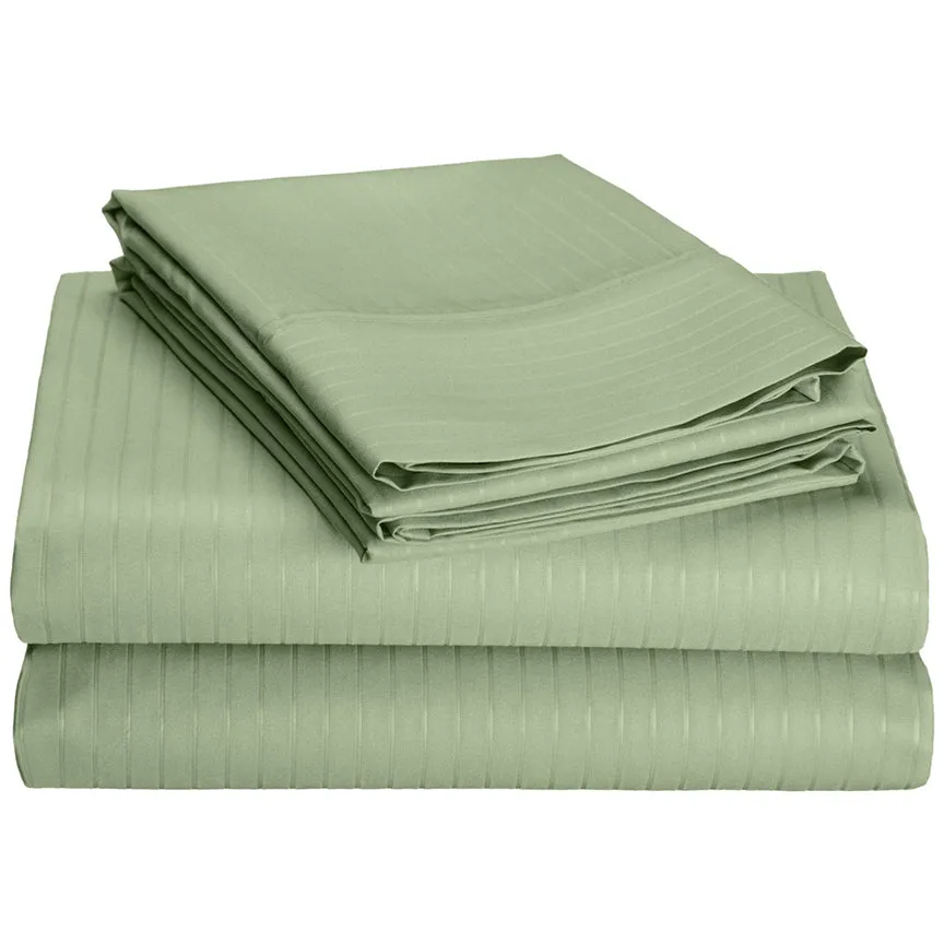 4-Piece Set : Super-Soft 1600 Series Pinstripe Embossed Bed Sheet