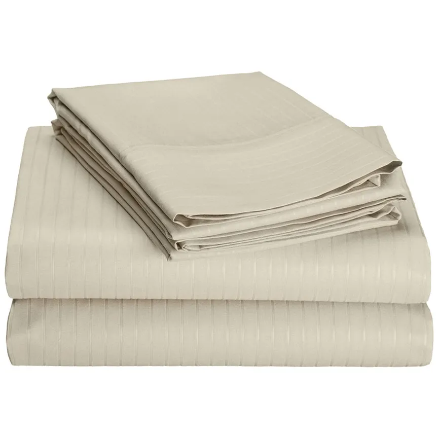 4-Piece Set : Super-Soft 1600 Series Pinstripe Embossed Bed Sheet