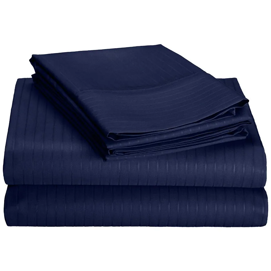 4-Piece Set : Super-Soft 1600 Series Pinstripe Embossed Bed Sheet