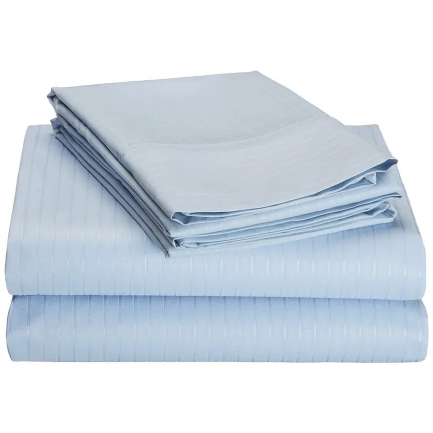 4-Piece Set : Super-Soft 1600 Series Pinstripe Embossed Bed Sheet