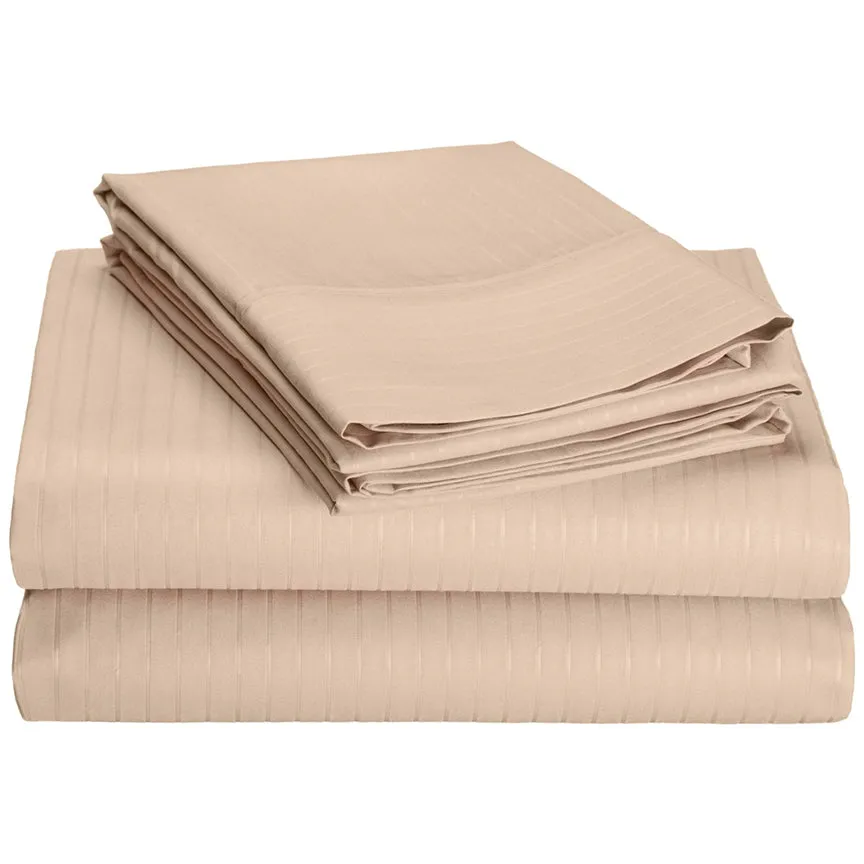 4-Piece Set : Super-Soft 1600 Series Pinstripe Embossed Bed Sheet