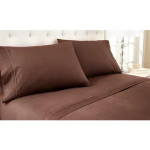 4-Piece Set : Super-Soft 1600 Series Pinstripe Embossed Bed Sheet