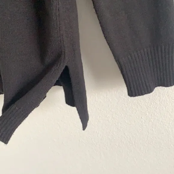 Anthropologie VNeck Black Wool Sweater Side Slit Size S.