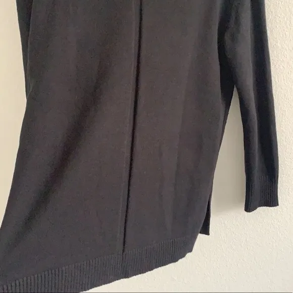 Anthropologie VNeck Black Wool Sweater Side Slit Size S.