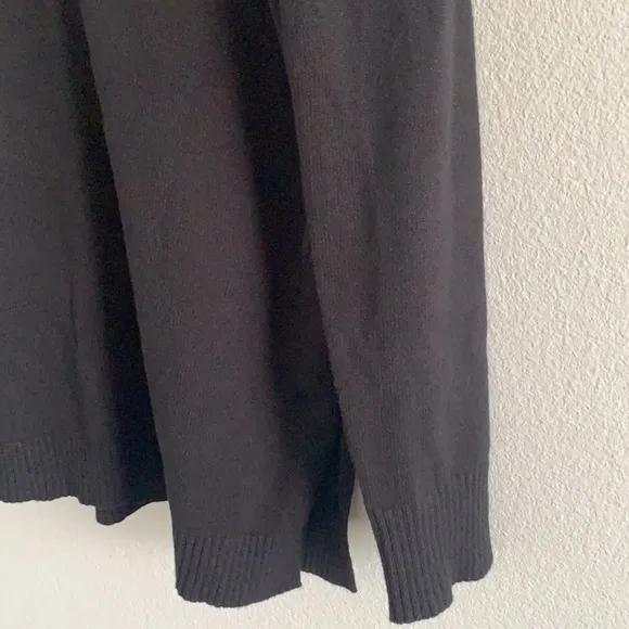 Anthropologie VNeck Black Wool Sweater Side Slit Size S.