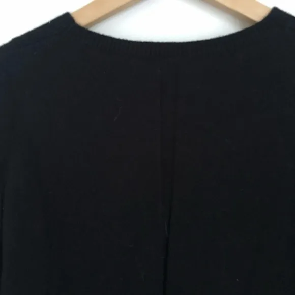 Anthropologie VNeck Black Wool Sweater Side Slit Size S.