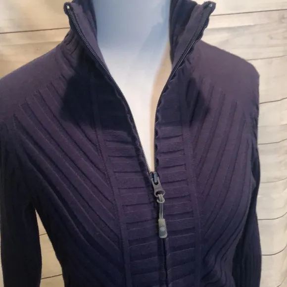 Athleta Womens Blue Long Sleeve Freestone Rib Zippy Jacket-Size Small