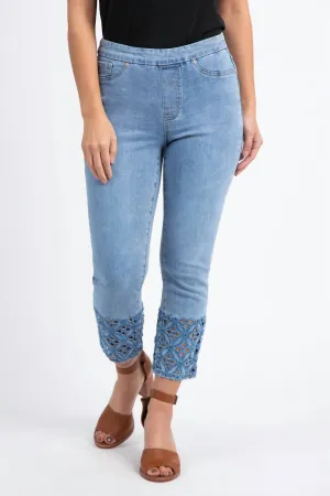 Audrey Cropped Pull On Jeans In Vista Blue