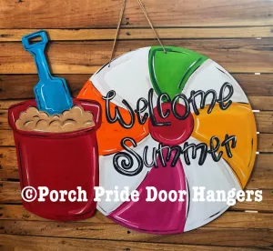 Beach Ball Sand Pail Summer Door Hanger