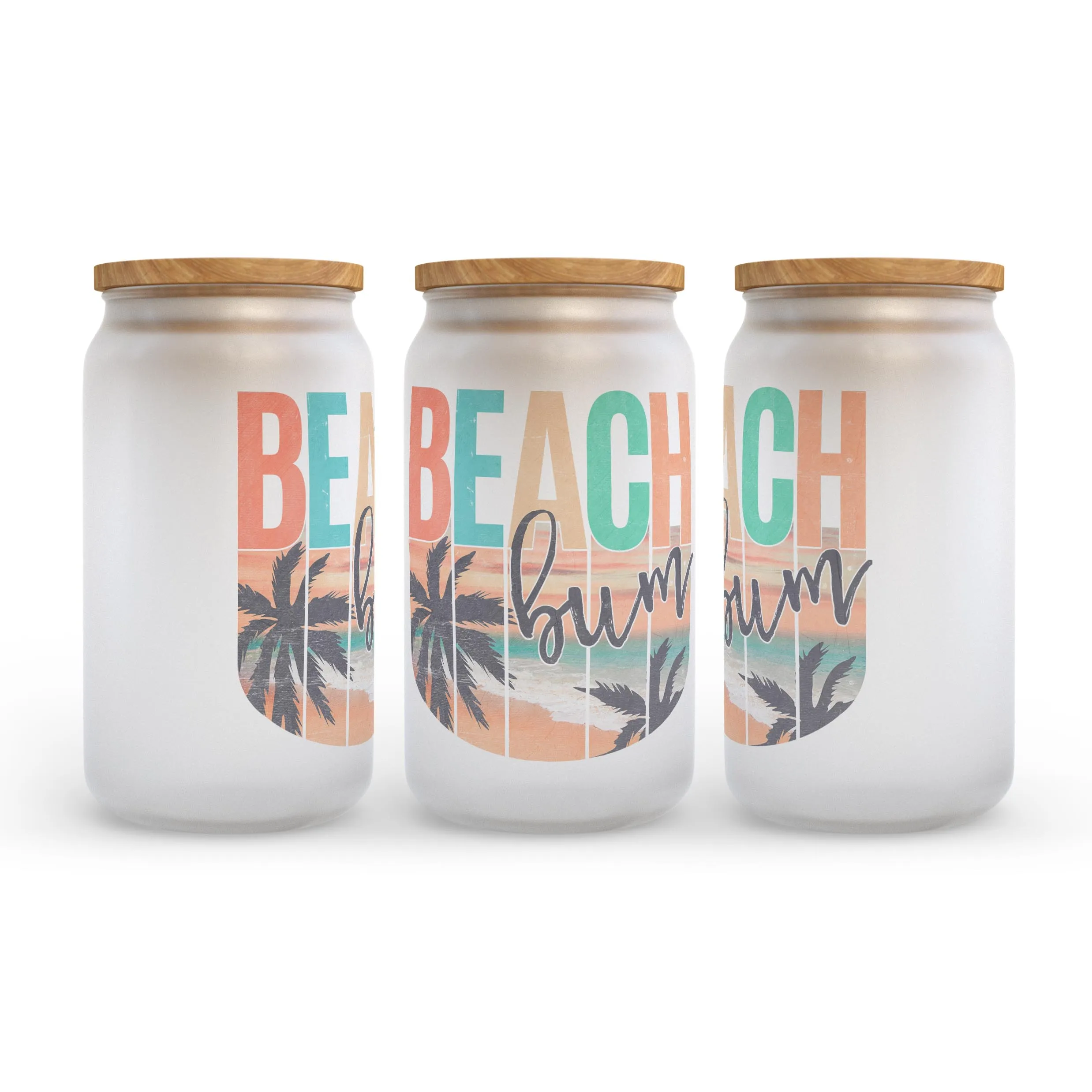 Beach Bum Frosted Glass Can Tumbler
