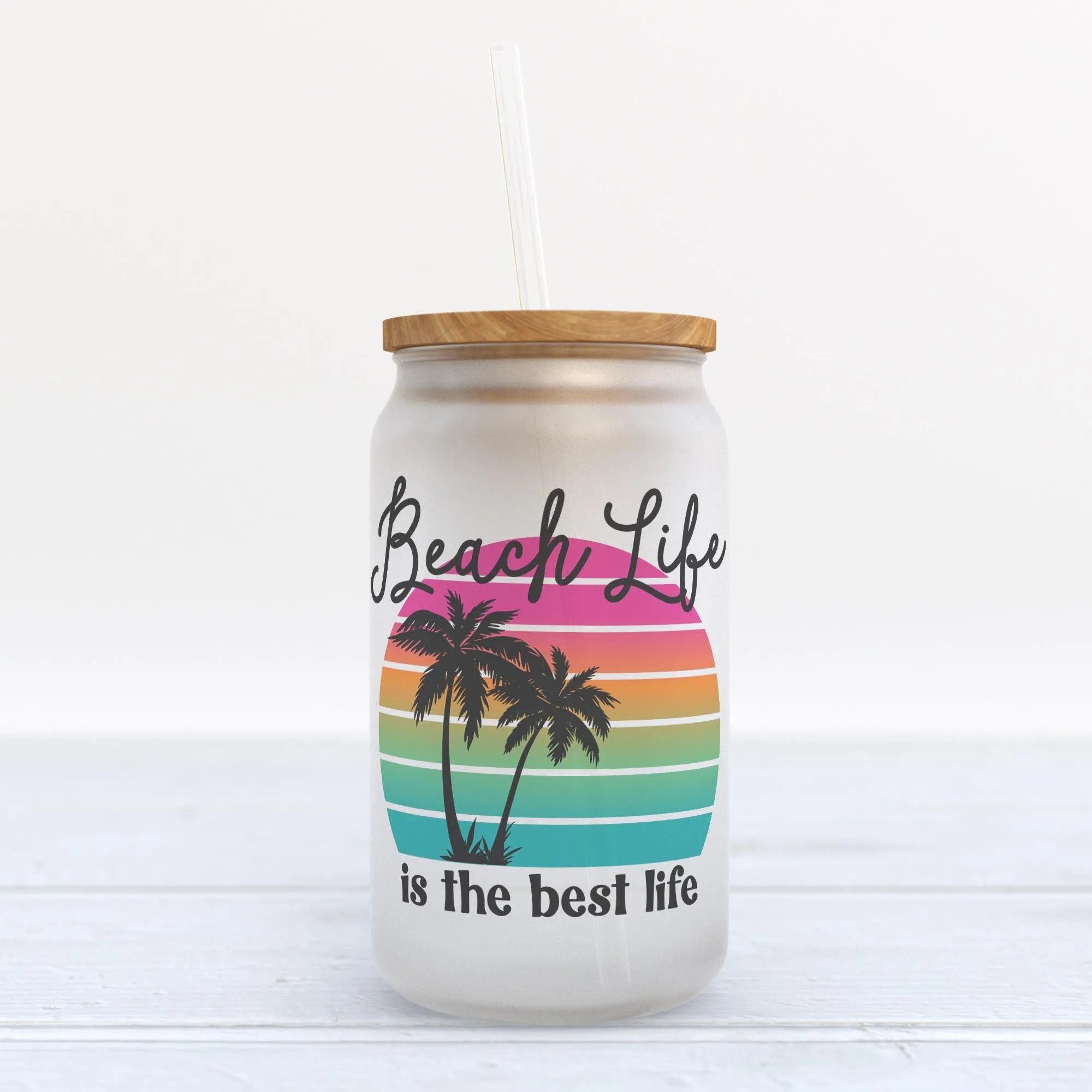Beach Life is the Best Life Frosted Glass Can Tumbler