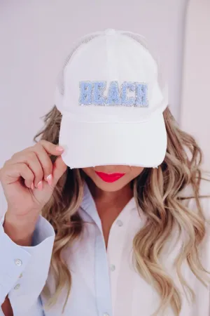 Beach Patch Baseball Cap - White