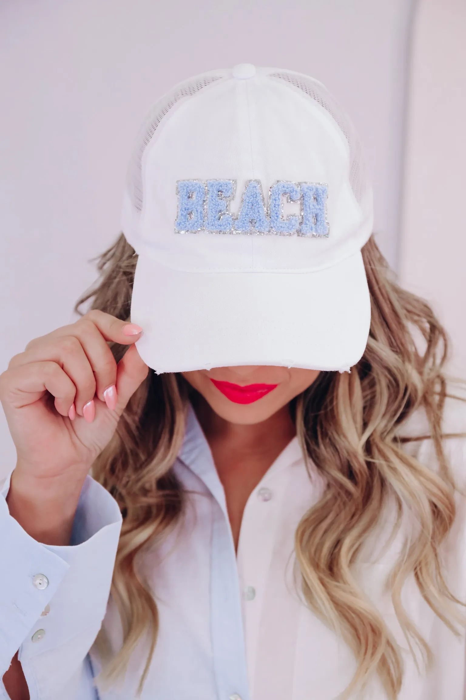 Beach Patch Baseball Cap - White