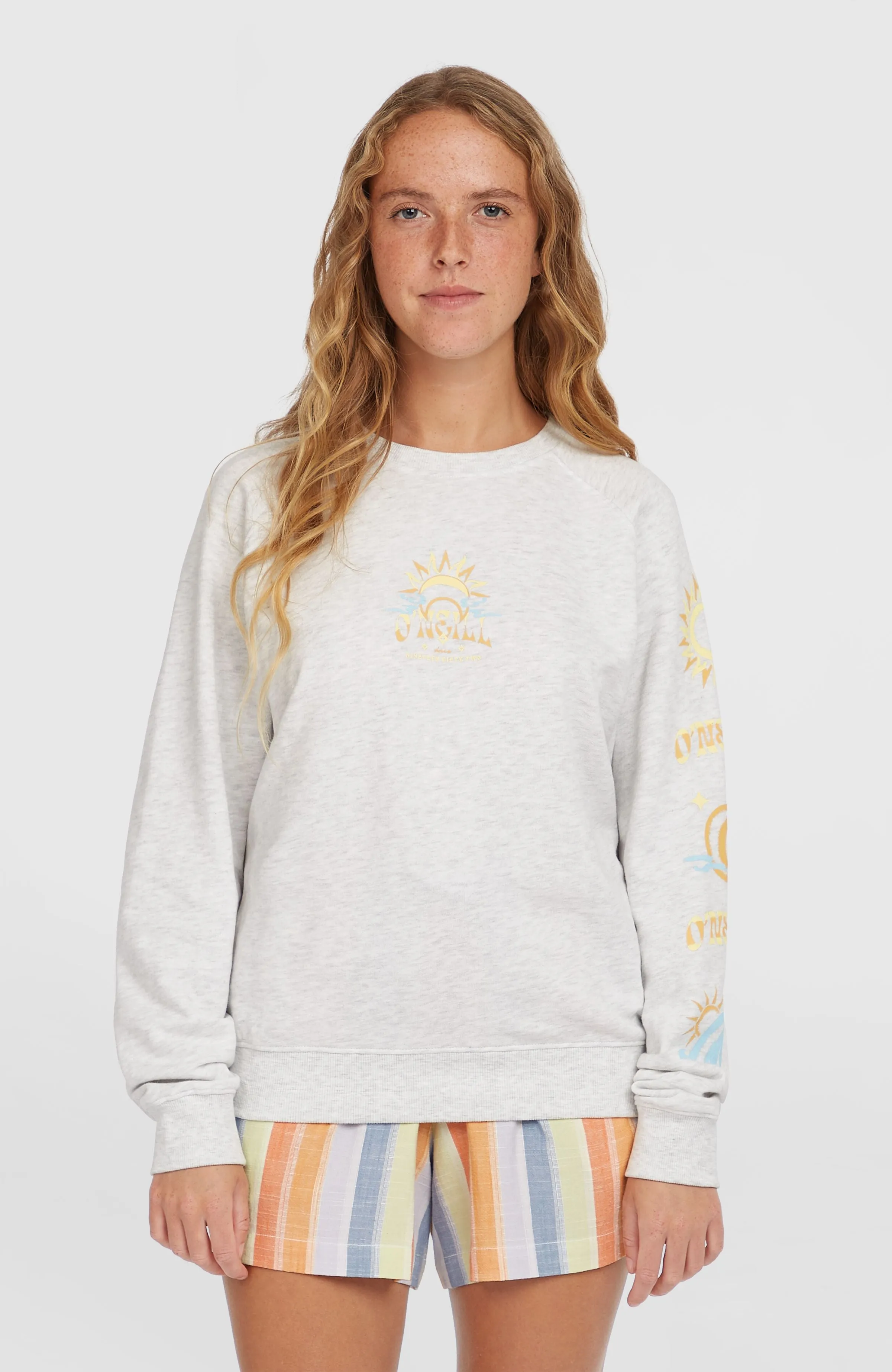 Beach Vintage Crew Sweatshirt | White Melange