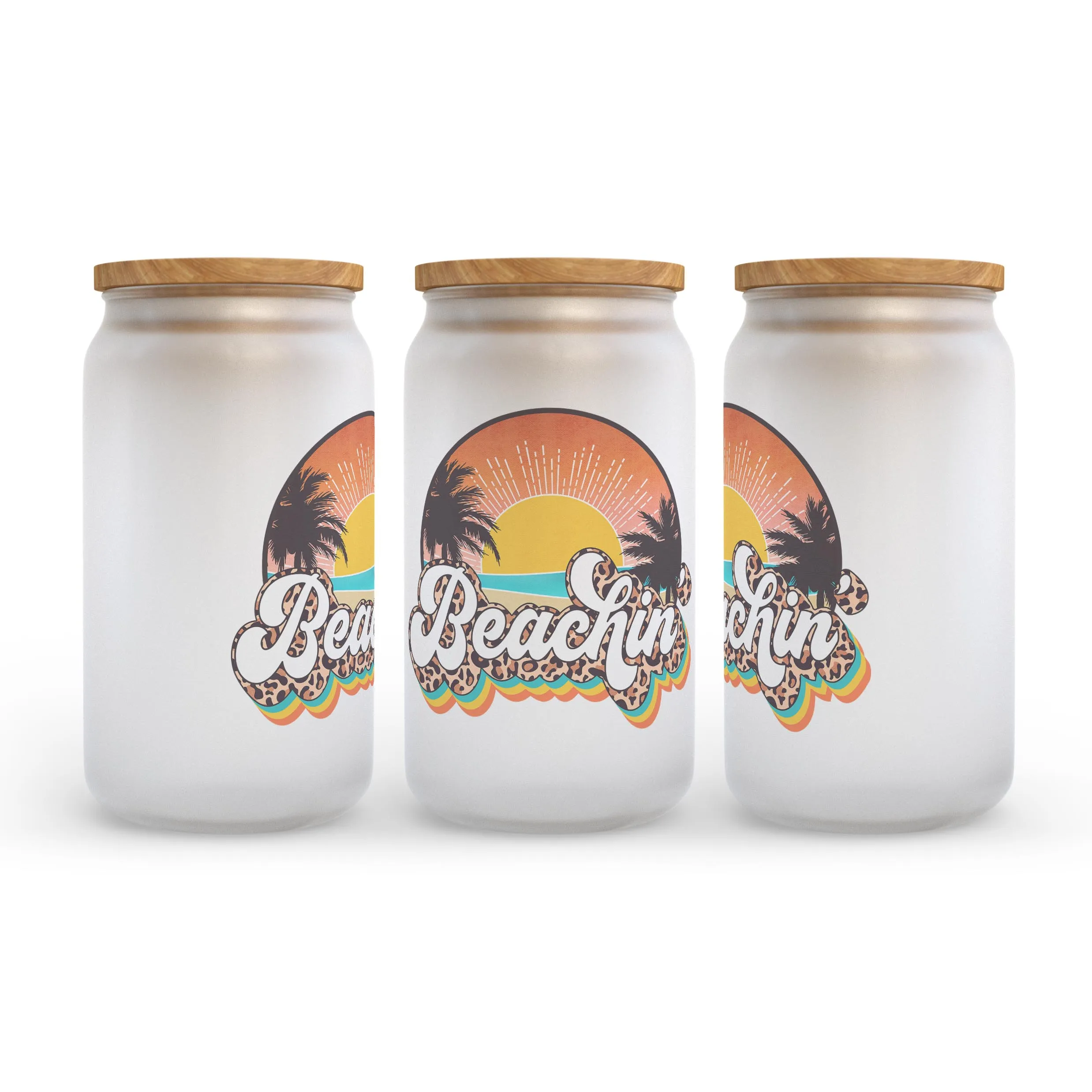 Beachin Frosted Glass Can Tumbler