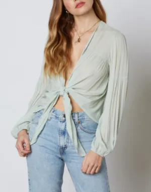 Bishop Sleeve Tie Front Shirt