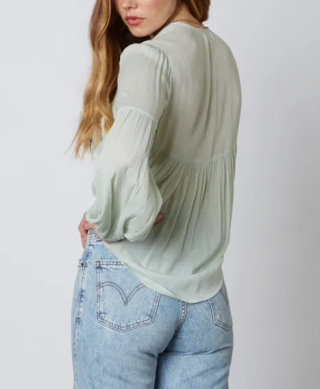 Bishop Sleeve Tie Front Shirt