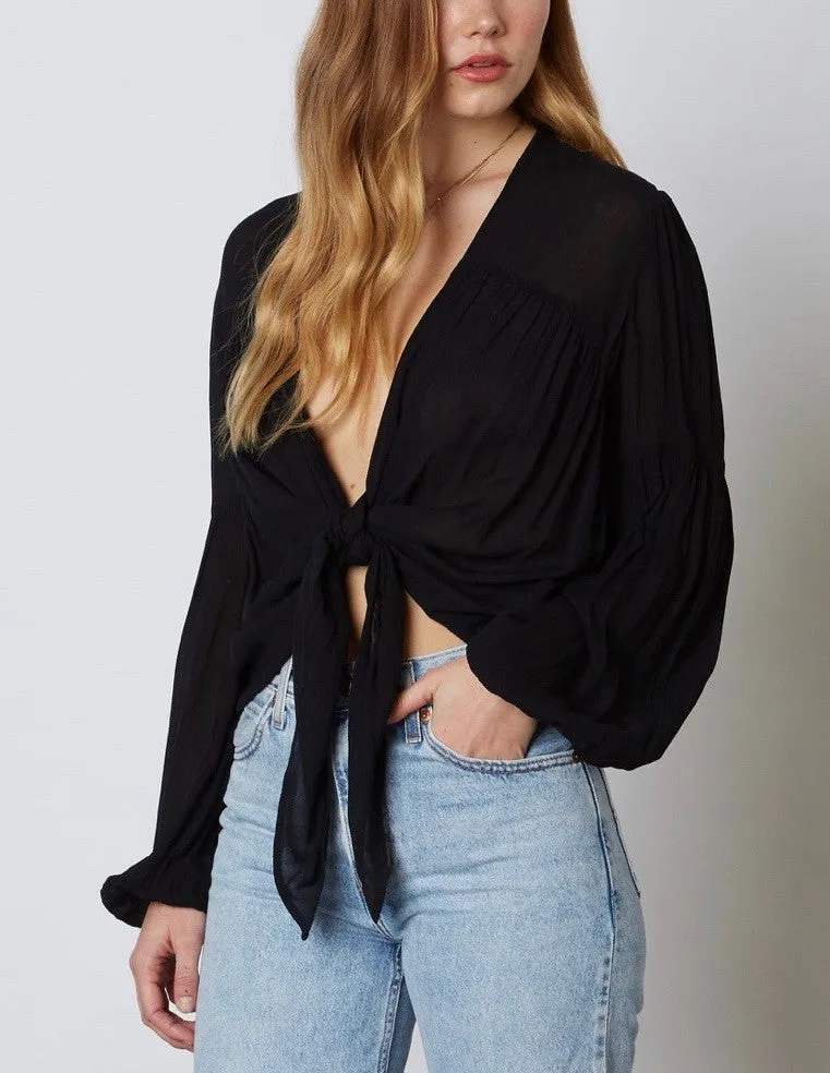 Bishop Sleeve Tie Front Shirt