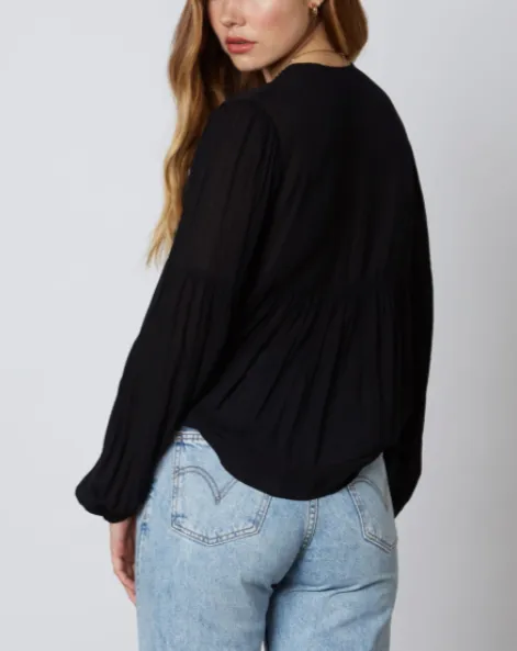 Bishop Sleeve Tie Front Shirt
