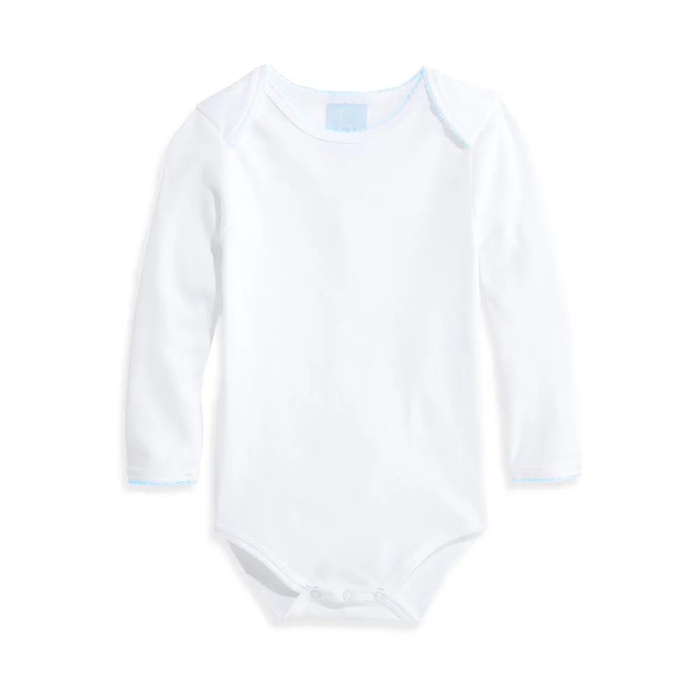 Bliss Pima Onesie -- White w/ Blue