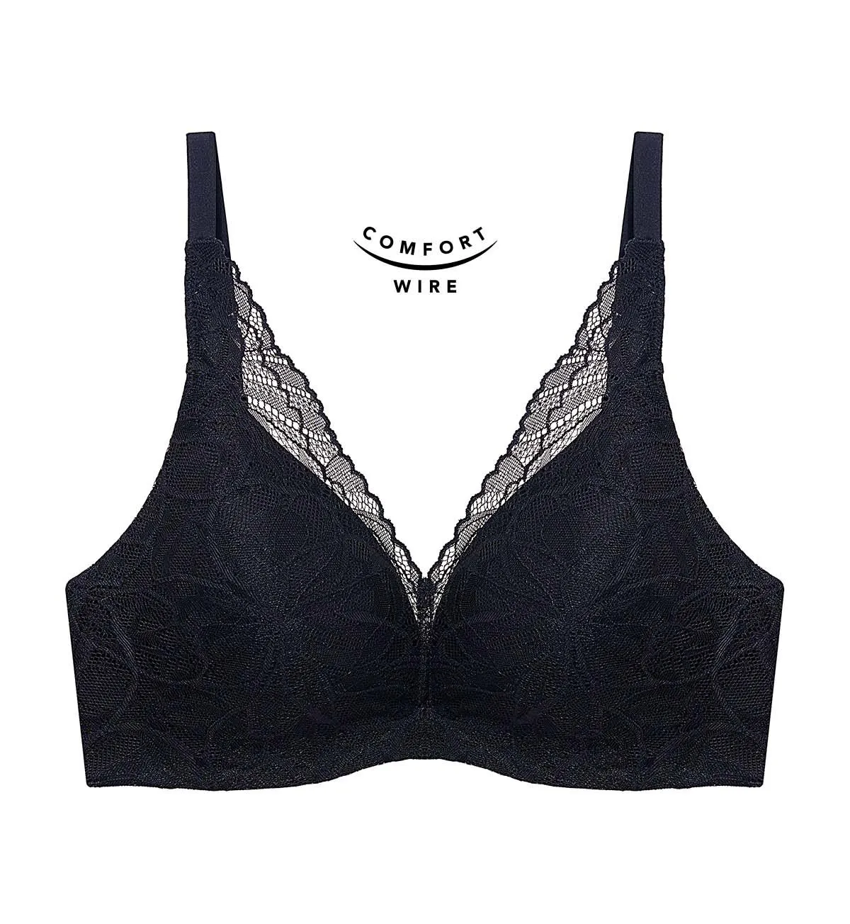Body Make Up Illusion Lace Wired Push Up Deep V Bra