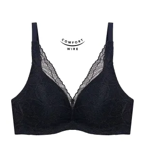 Body Make Up Illusion Lace Wired Push Up Deep V Bra