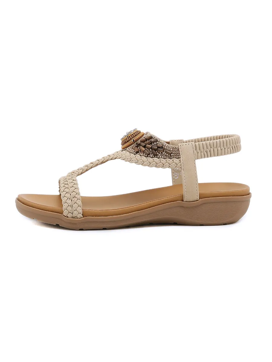 Bohemia Wing Beaded Slingback Beige