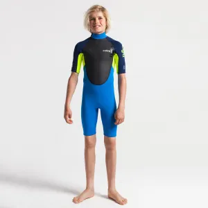 C-Skins Junior Element 3/2mm BZ Shortie Wetsuit-Cyan/Yellow/Navy