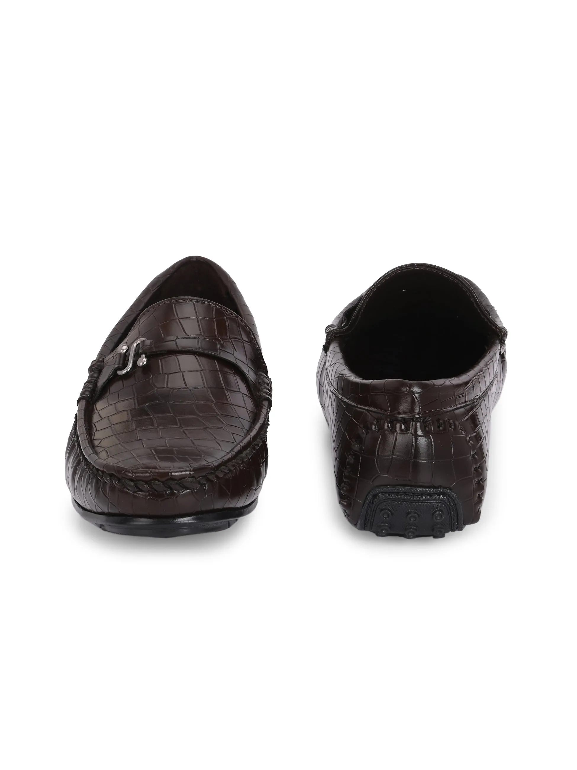 CARLO ROMANO BY WASAN BROWN COLOR VEGAN LEATHER CROCO PATENT MOCCASIN FOR MEN