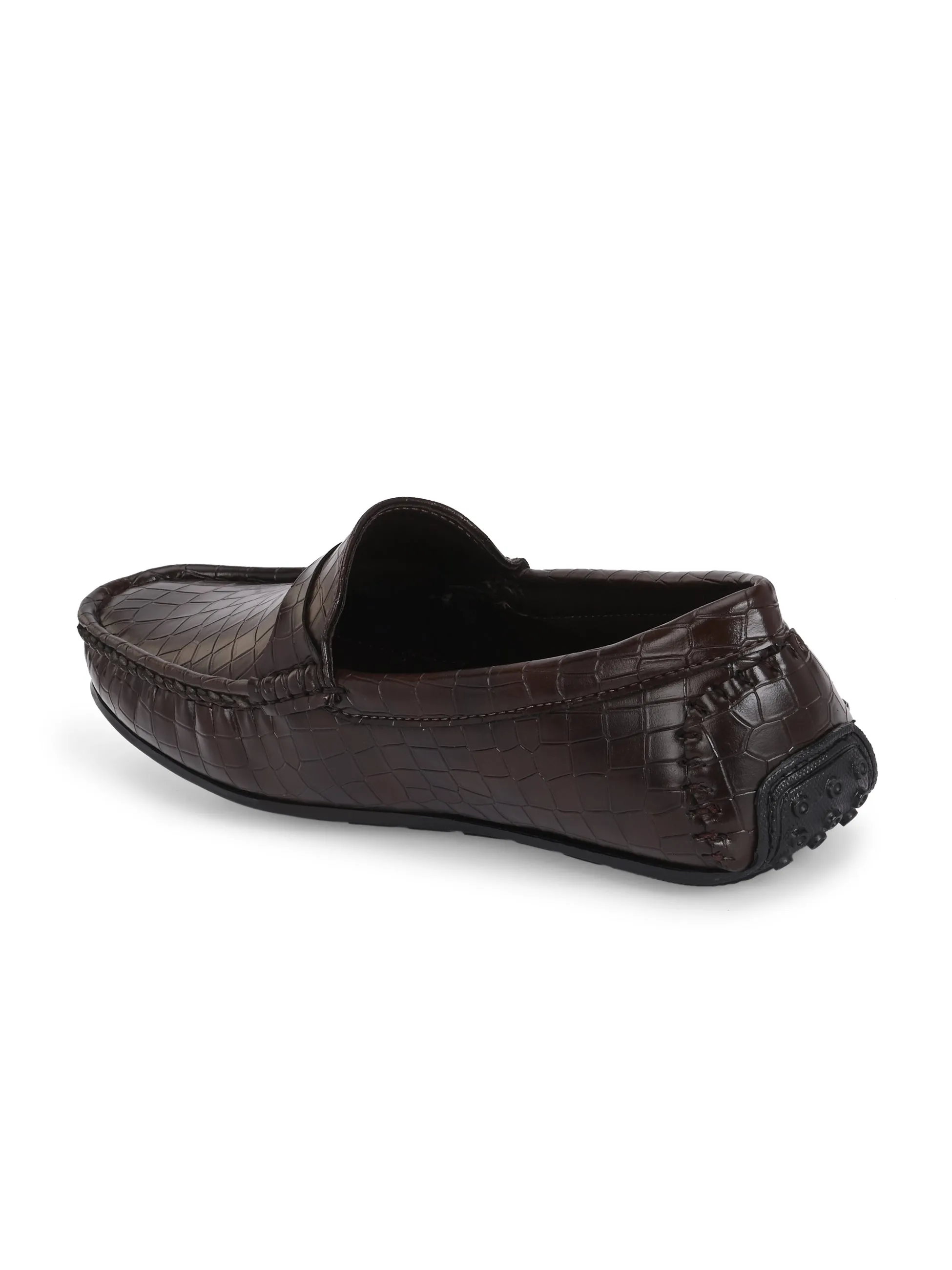 CARLO ROMANO BY WASAN BROWN COLOR VEGAN LEATHER CROCO PATENT MOCCASIN FOR MEN