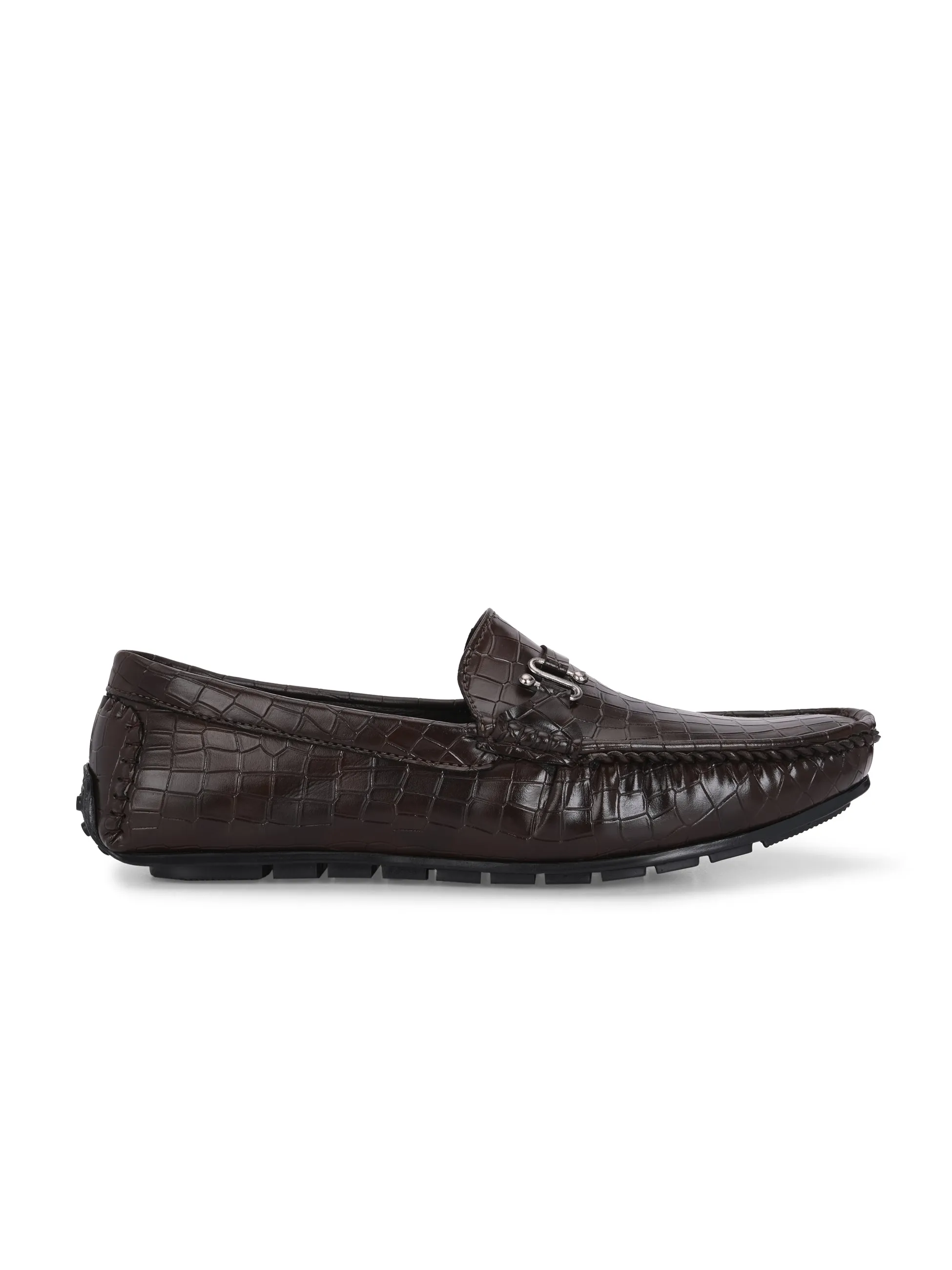 CARLO ROMANO BY WASAN BROWN COLOR VEGAN LEATHER CROCO PATENT MOCCASIN FOR MEN