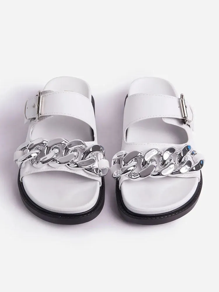 Chain Decor Double Buckles Sandals