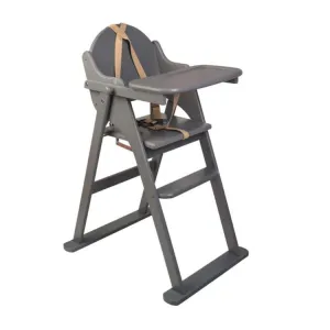 Classic Solid Eco Wood Space Saving | Easy Folding Highchair | 5 Point Harness | Dove Grey