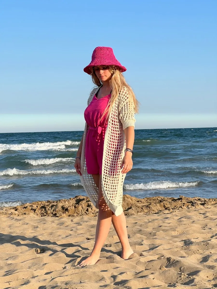 Copricostume beige a rete