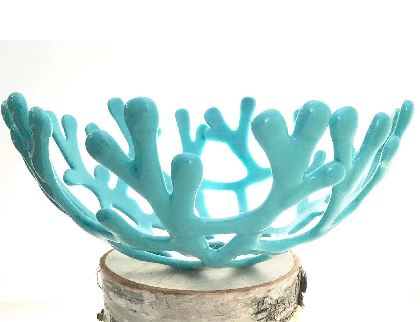 Coral Branch Bowl | Medium Aqua Opaque Glass