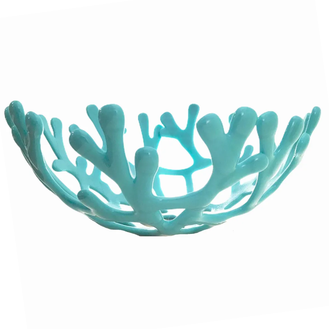 Coral Branch Bowl | Medium Aqua Opaque Glass