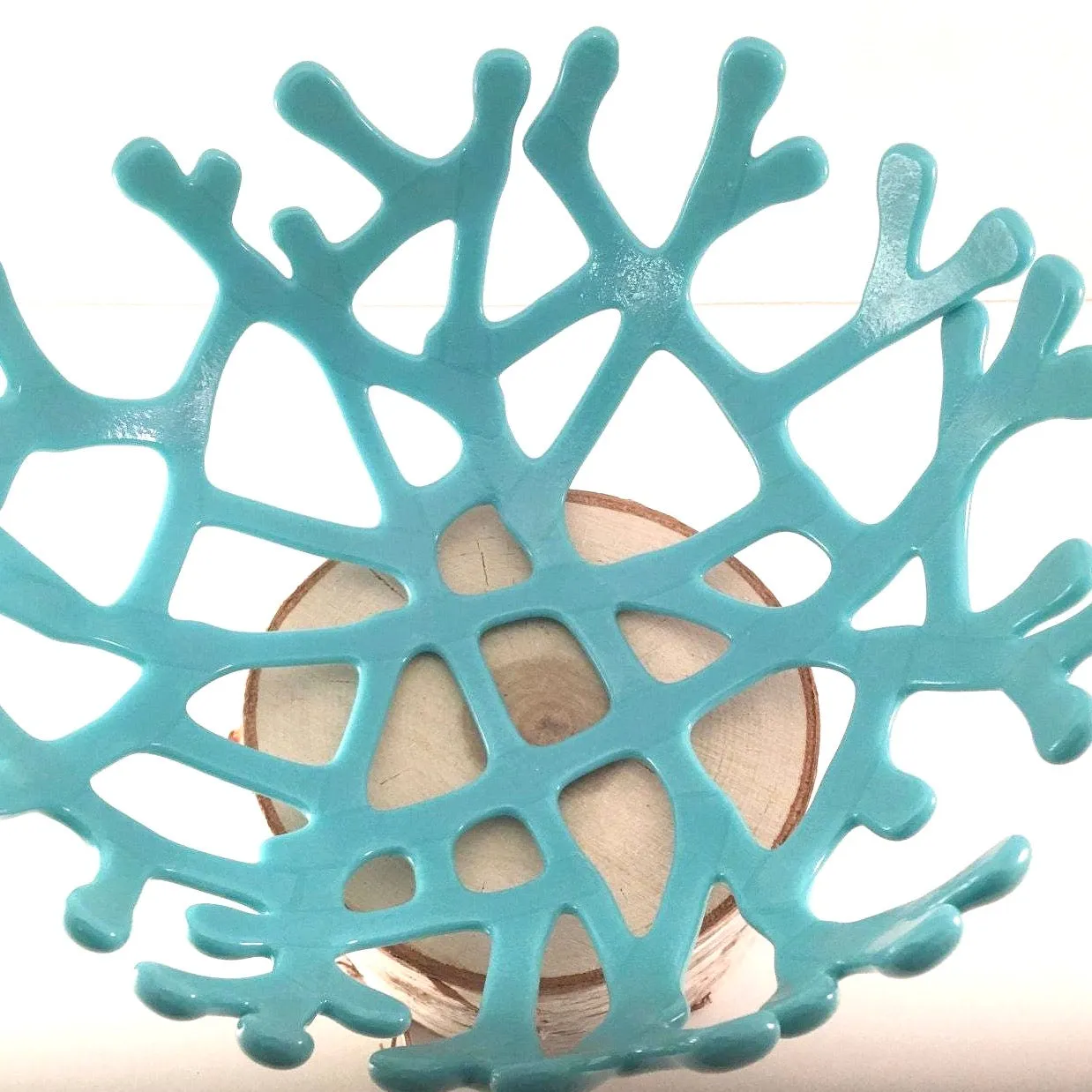 Coral Branch Bowl | Medium Aqua Opaque Glass