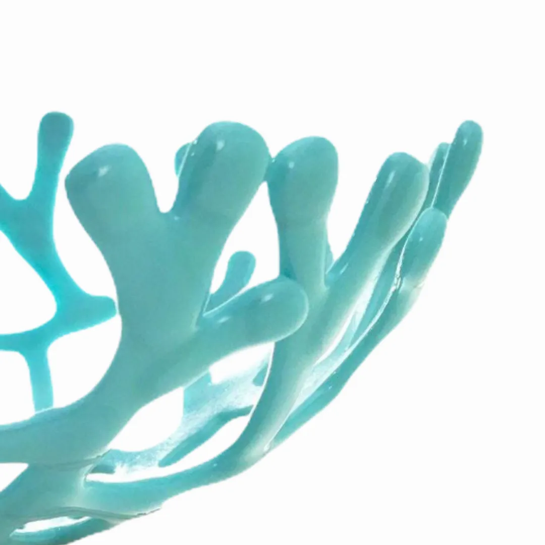 Coral Branch Bowl | Medium Aqua Opaque Glass