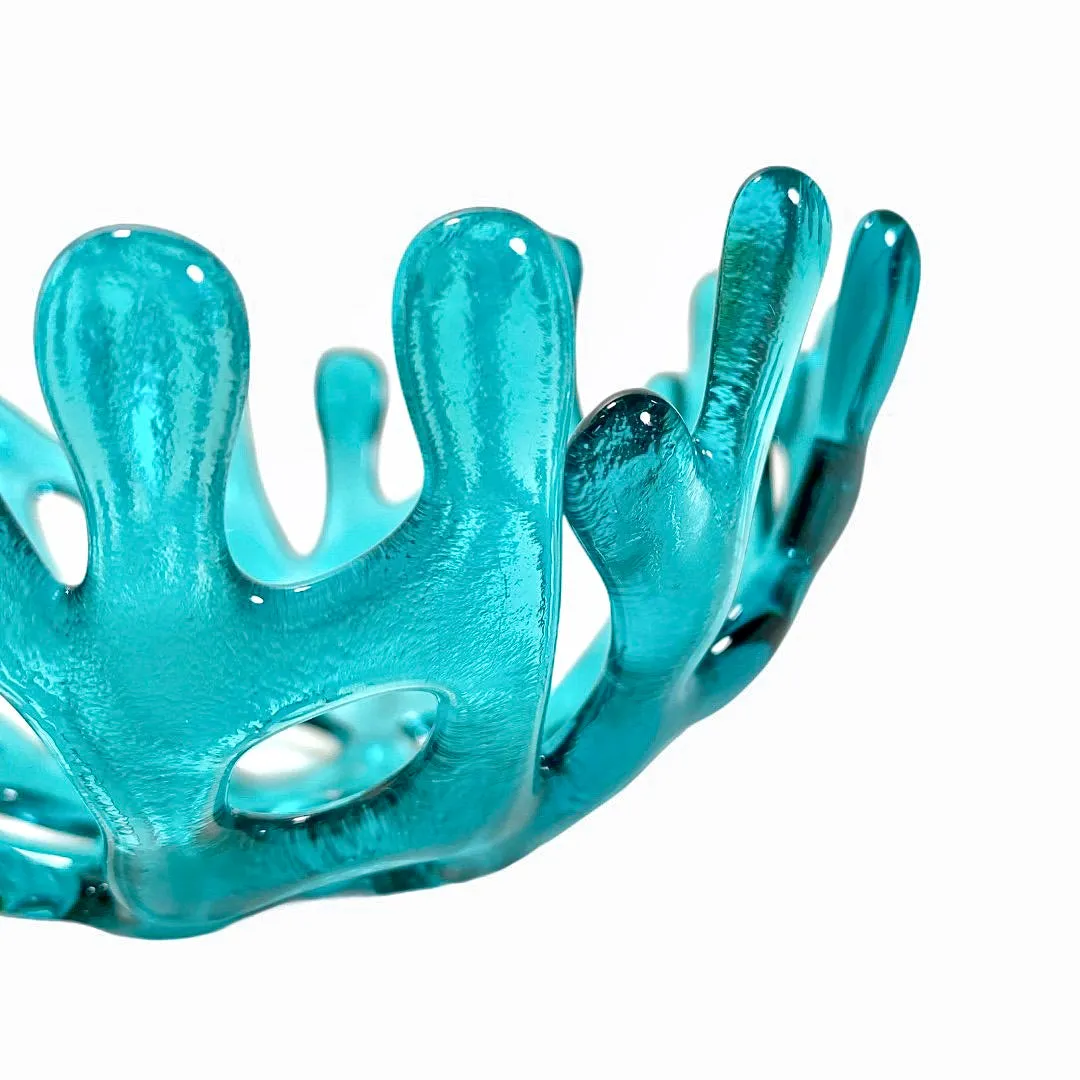 Coral Branch Bowl | Small Aqua Transparent Glass