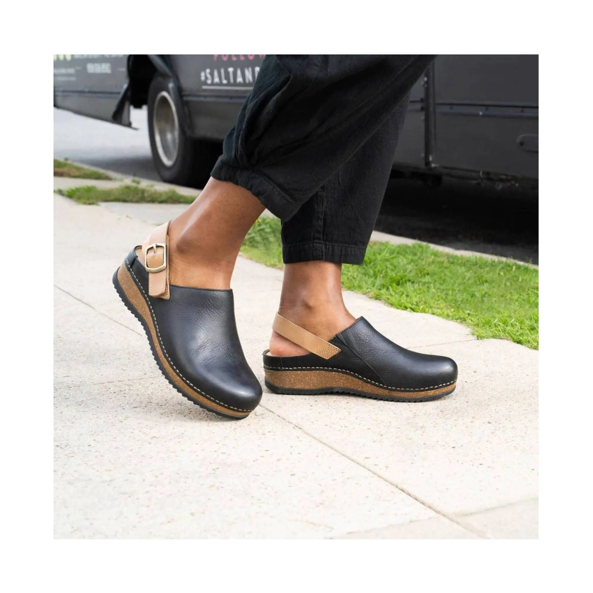 Dansko Women's Merrin Shoes - Black Waxy Milled Mule