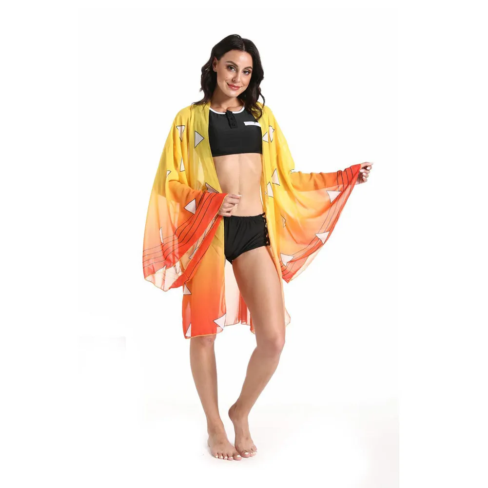 Demon Slayer Kimetsu no Yaiba Agatsuma Zenitsu Bikini Beach Swimsuit Set