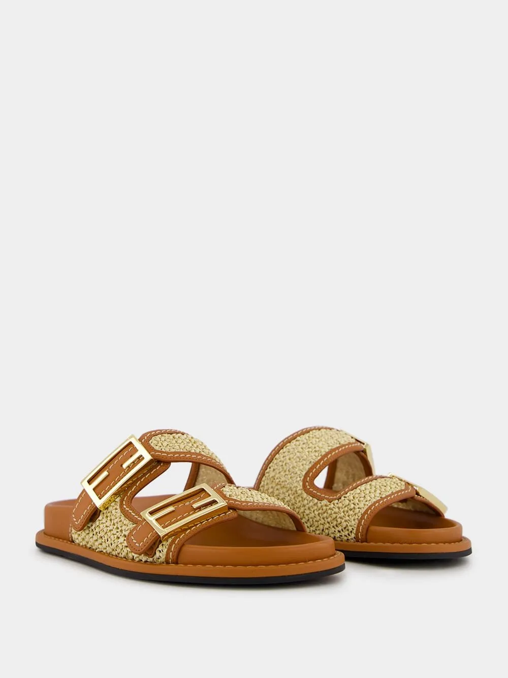 Double-Band Flat Leather Slides